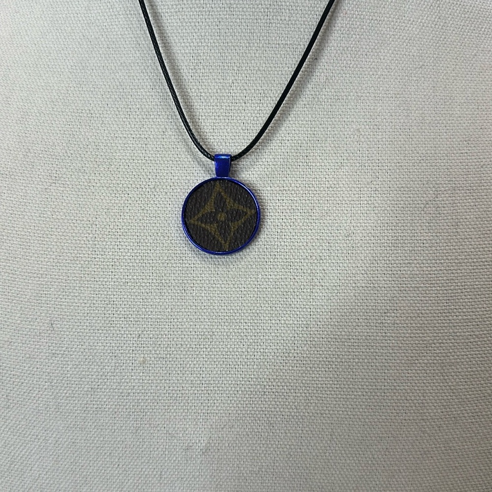 Necklace with upcycled Louis Vuitton monogram charm